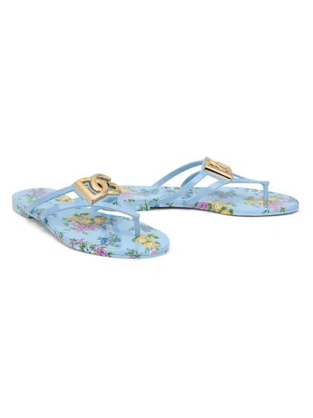 Klapki Dolce And Gabbana z logo niebieskie