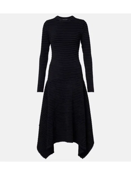 Rochie midi Proenza Schouler cu dungi tricotate până la genunchi negru