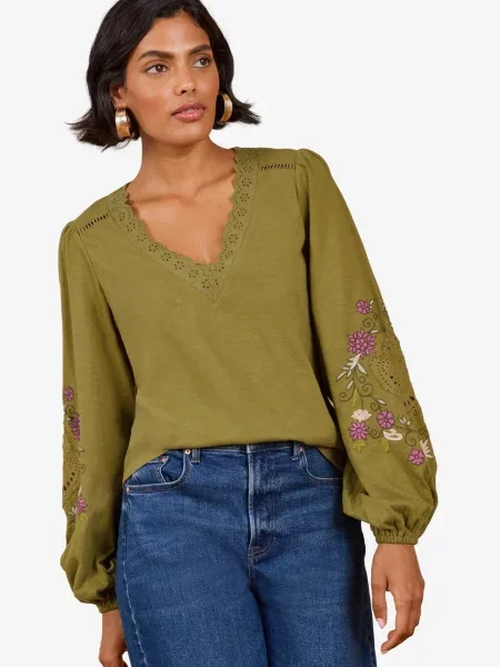 Love & roses Top oliv