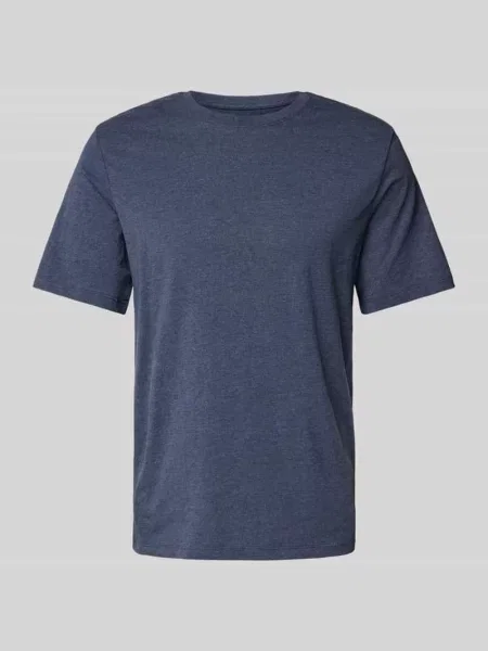 T-shirt z prążkowanym okrągłym dekoltem Jack & Jones granatowa
