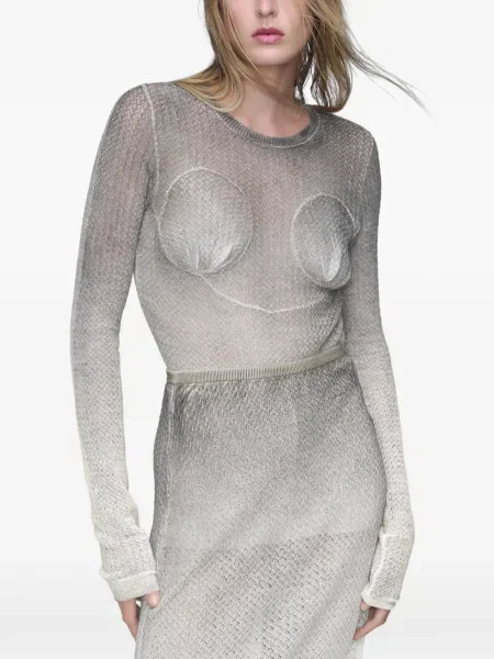 Pulover Maison Margiela transparente gri