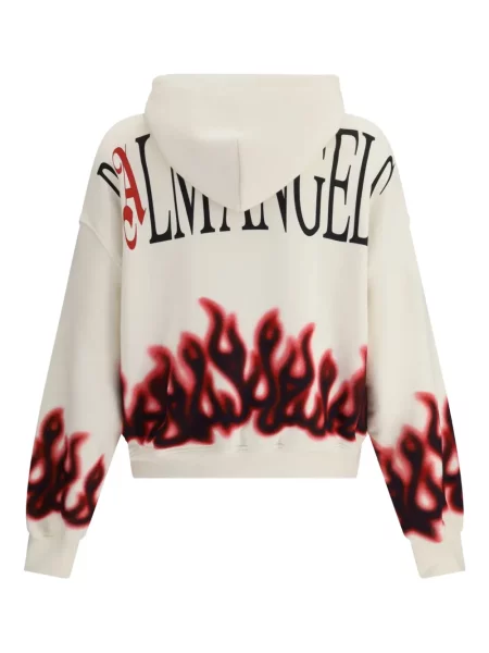 Hanorac cu glugă Palm Angels cu imagine alb