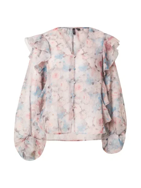 VERO MODA Bluză VMSABRINA albastru deschis / roz pastel alb
