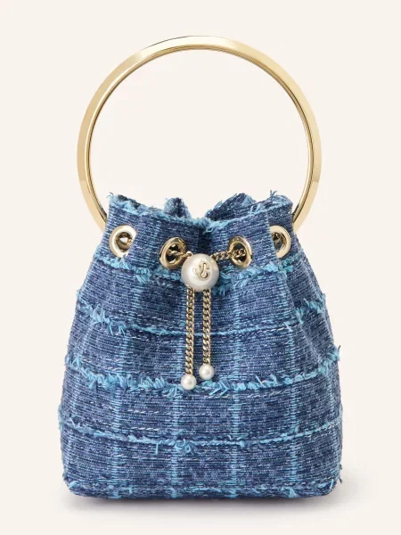 Jimmy Choo Torba Typu Pouch Bon Bon Z Ozdobnymi Koralikami blau biała