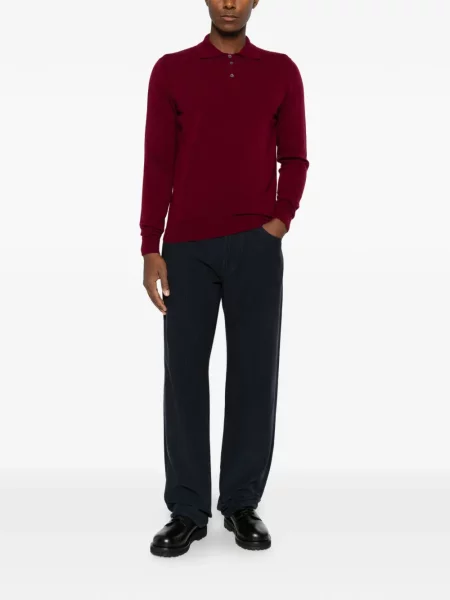 Gulerat lung tricou polo Drumohr roșu