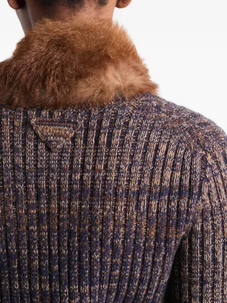 Cardigan Prada tricotate cu decolteu în V albastru