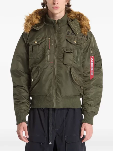 Geacă bomber Alpha Industries cu blană verde