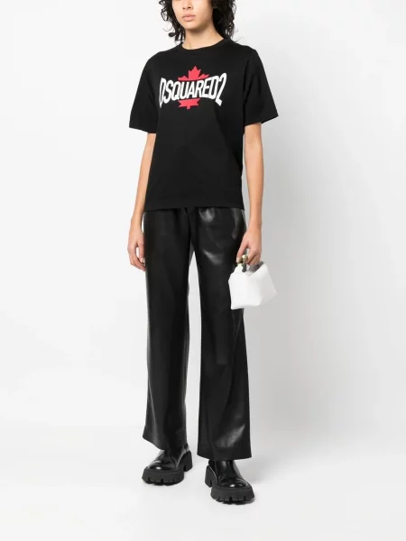 Raštuotas trumpas marškinėliai Dsquared2 juoda