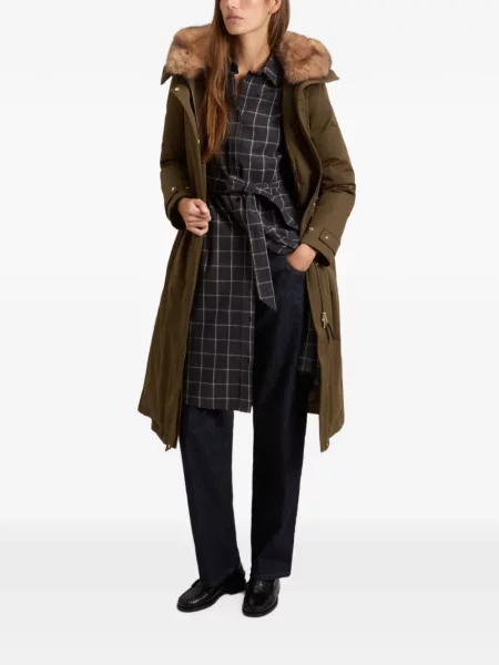 Krzneni ukras parka Woolrich s kapuljačom s krznom zelena