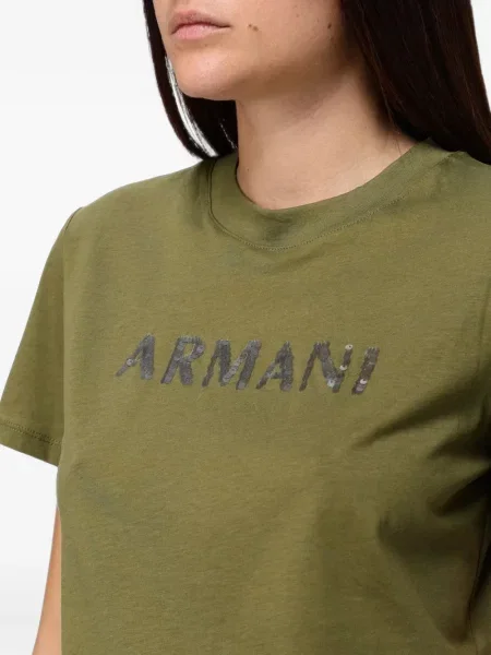 Tričko Emporio Armani s flitry zelené