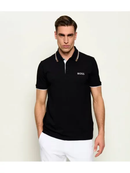 Tricou polo Boss stretch negru