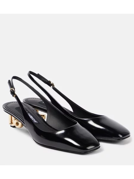Pantofi cu toc Dolce&gabbana din piele de lac slingback negru