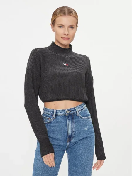 Tommy Jeans Pulover Badge negru