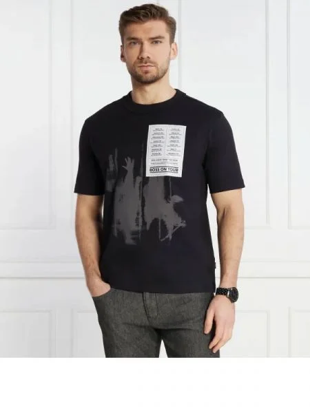 BOSS ORANGE Tricou TE_PATCHWORK | Relaxed fit negru