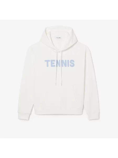 Lacoste Bluza Z Kapturem Z Nadrukiem Tenisowym biały