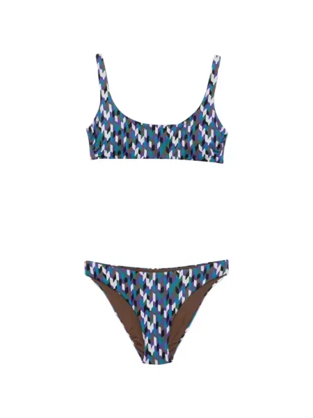 Bikini Fisico cu imagine cu imprimeu geometric albastru