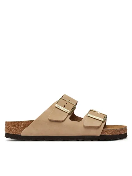 Šľapky Birkenstock z nubuku béžová