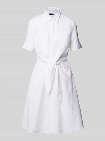 Lniana sukienka koszulowa Lauren Ralph Lauren biała