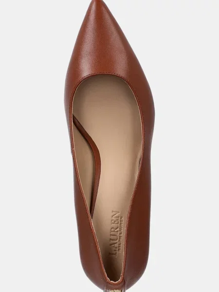 Шкіряні туфлі Lauren Ralph Lauren Adrienne на низькому підборі коричневий