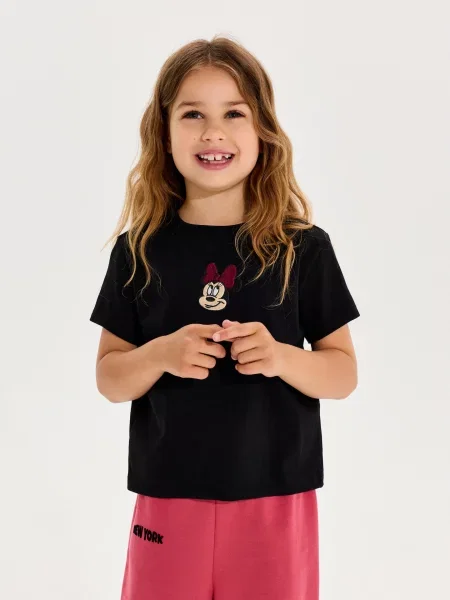 Sinsay tričko s výšivkou Minnie Mouse černá
