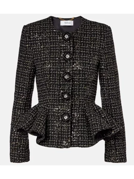Cu peplum geacă Safiyaa din tweed negru