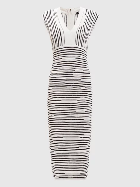 Сукня міді з паєтками Balmain біла