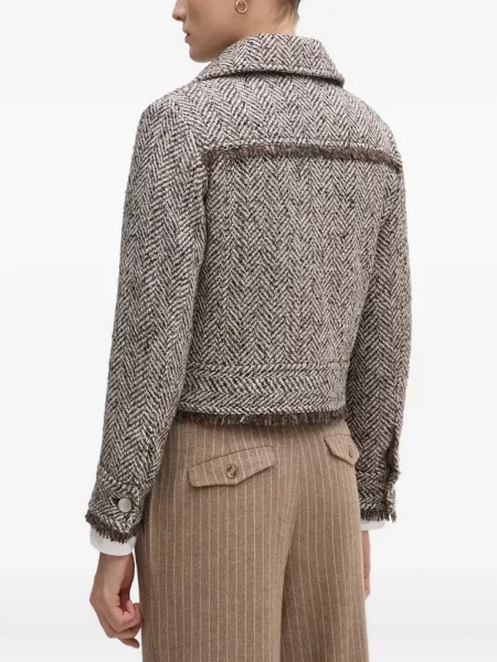 Geacă Sisley cu model herringbone gri