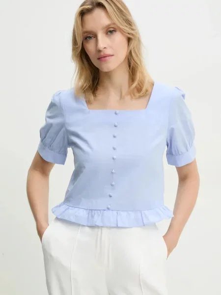 Блуза Answear Lab с изчистен дизайн синьо