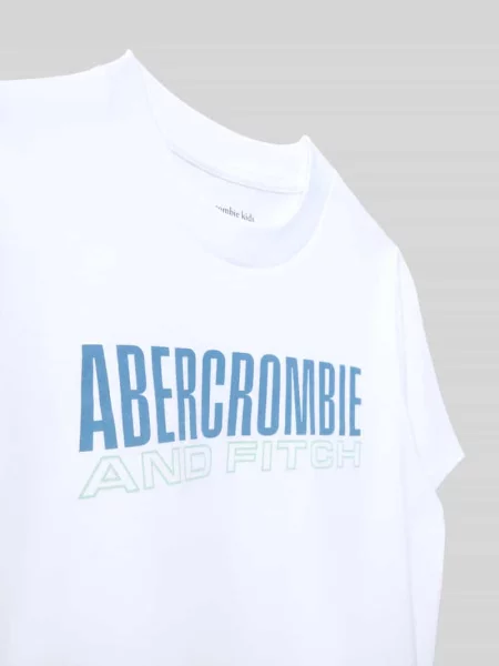 T-shirt z nadrukiem z logo i okrągłym dekoltem Abercrombie&fitch biała
