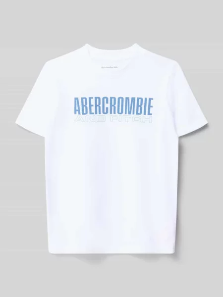 T-shirt z nadrukiem z logo i okrągłym dekoltem Abercrombie&fitch biała