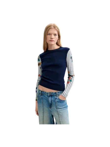 Sweter Desigual wełniany niebieski