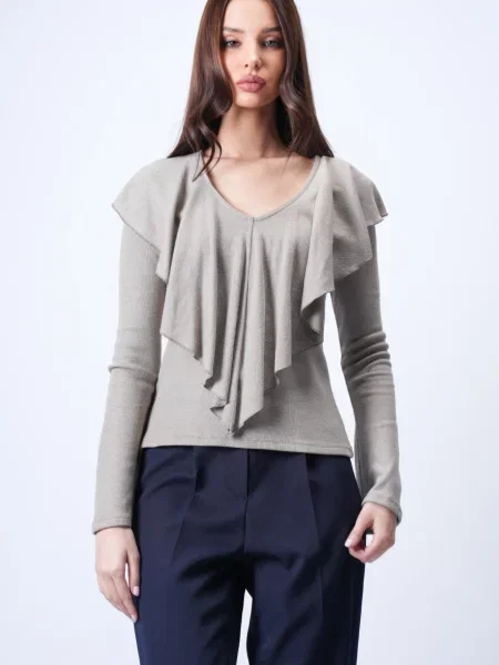 Trend Alaçatı Stili Tricou gri
