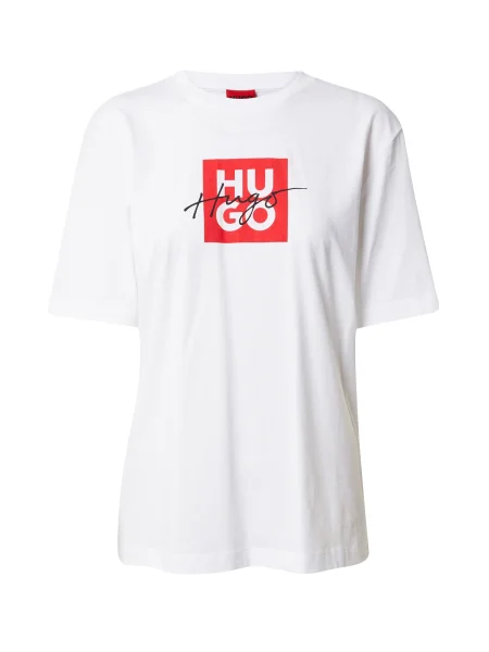 HUGO Tricou Dashire roși aprins / negru alb