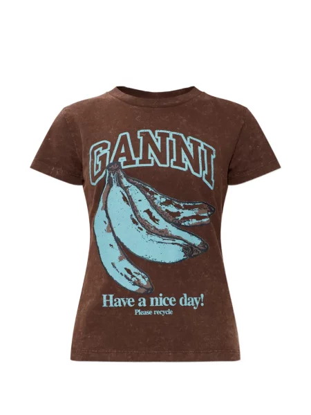 Tricou Ganni cu imagine maro