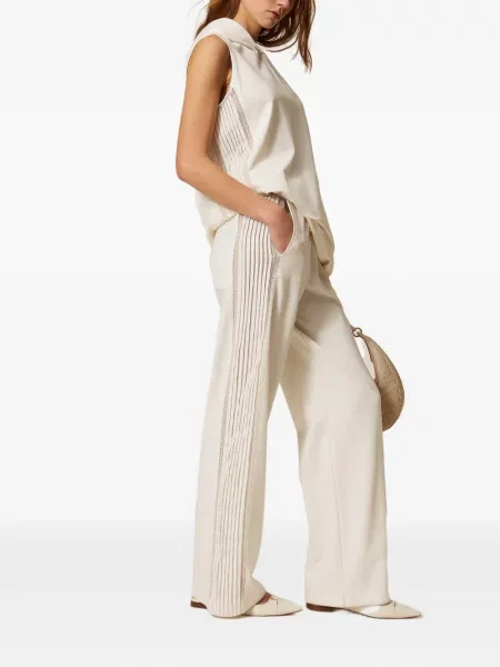 Pantaloni Twinset plisate din dantelă