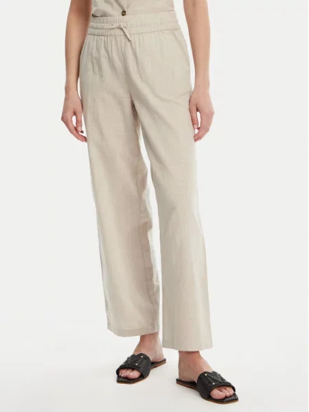 Vero Moda Kalhoty z materiálu Caia Béžová Wide Leg šedé