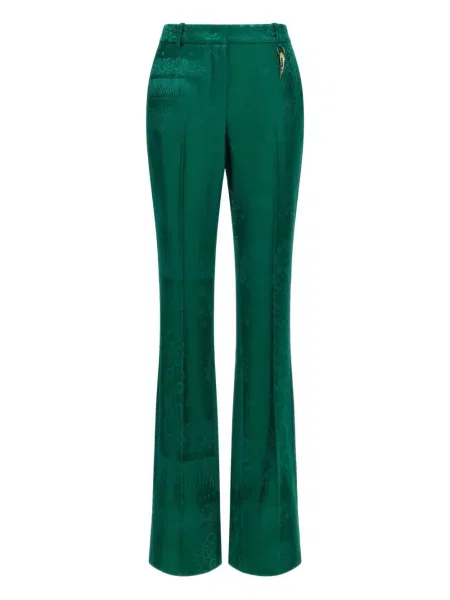Pantaloni Roberto Cavalli din jacard verde