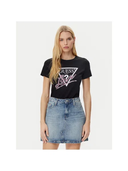 Guess Majica Regular Fit črna