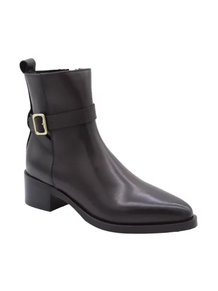 Lniane buty do kostki Sofia Len brązowe