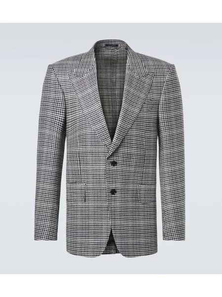 Costum Tom Ford de lână în carouri gri
