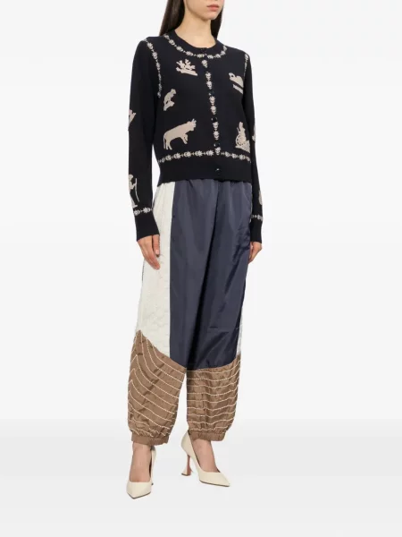 Cardigan Sea cu broderie tricotate albastru