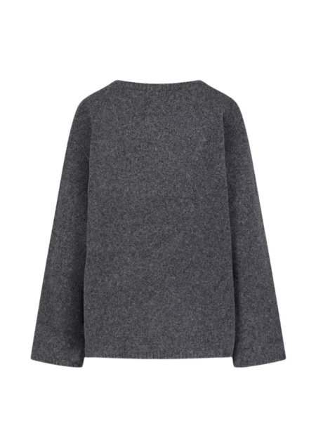Pulover Low Classic cu decolteu rotund clasic gri