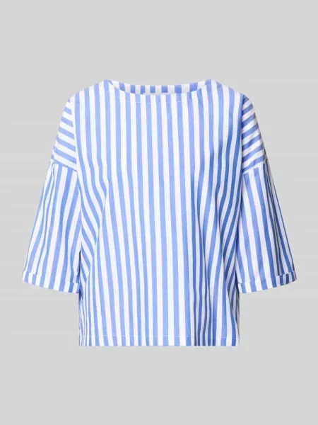 Bluzka o kroju relaxed fit z dekoltem w łódkę Rich & Royal granatowa