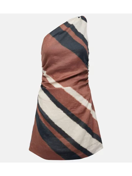 Lniana sukienka Faithfull brązowa