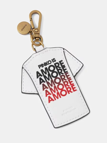 Usnjen obesek za ključe Pinko bela