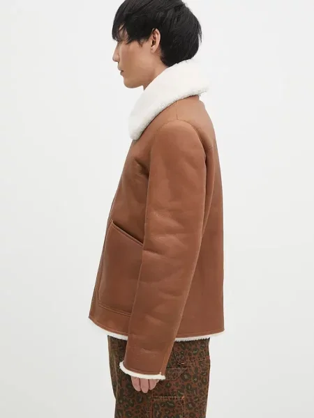 Двостороння шкіряна куртка Paul Smith перехідна oversize коричневий