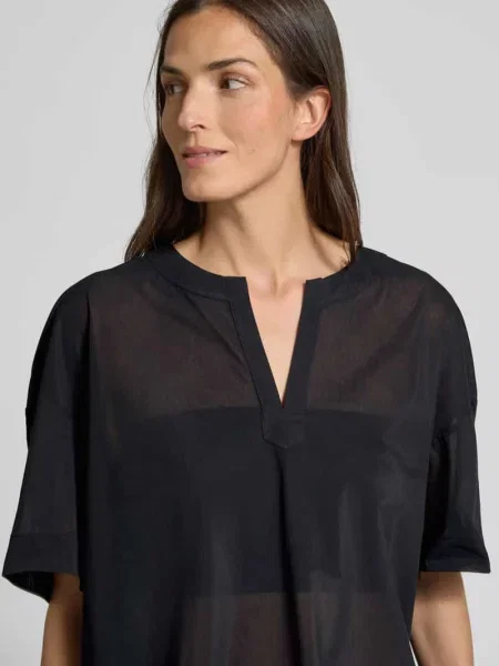 Bluzka o kroju relaxed fit z kołnierzem z lamówką model ‘FIDATO’ Mm By Max Mara czarna