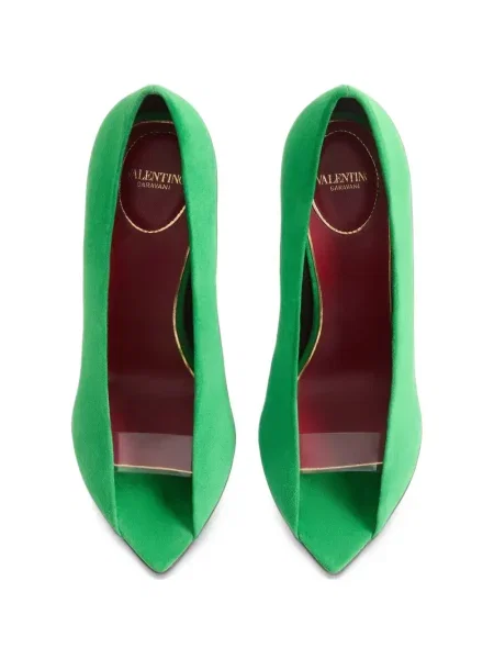 Pantofi cu toc Valentino Garavani din piele de căprioară verde