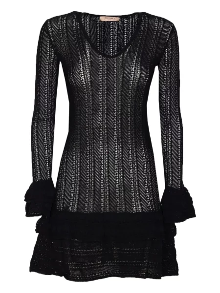 Rochie mini Twinset cu volane de costum negru