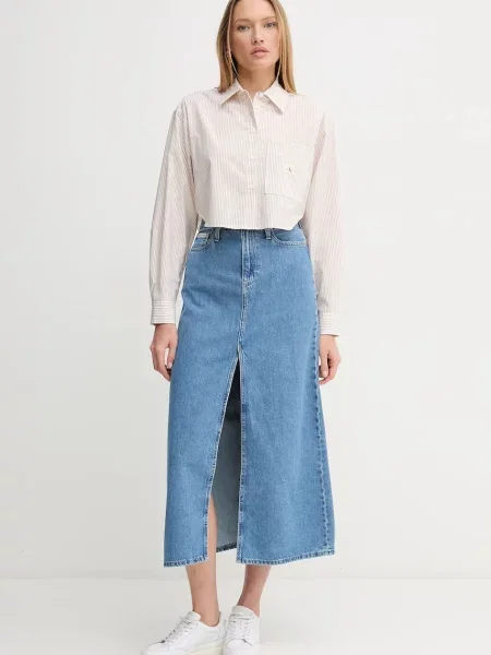 Calvin Klein Jeans koszula różowy relaxed z kołnierzykiem klasycznym beżowa